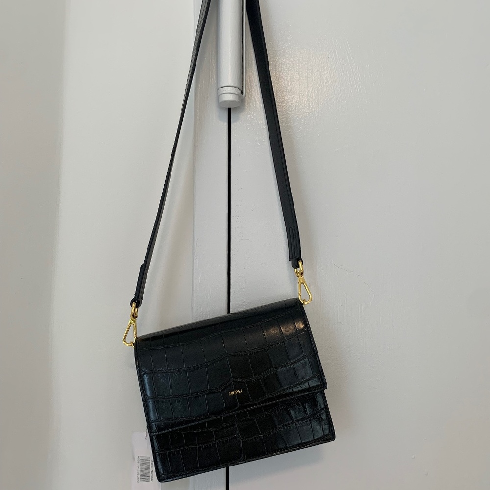 JW PEI Women's Mini Flap Crossbody - Black Croc